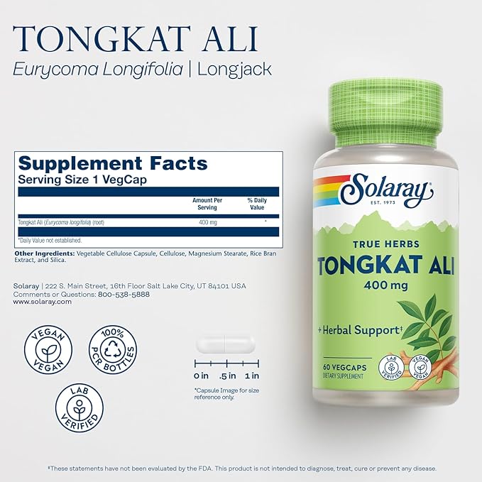 Solaray, Tongkat Ali, 400mg, 60 Veggie Capsules - BeesActive Australia