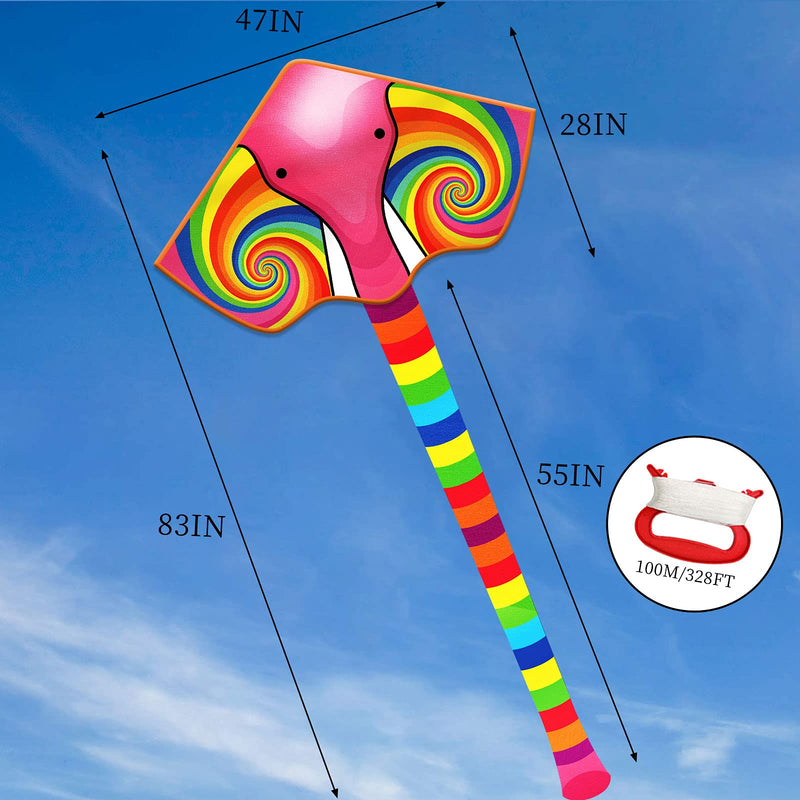 YongnKids Toys Kite Rainbow Kites for Kids Ages 4-8 & Adults Easy to Fly - Large Elephant Kite with String for Girls Boys Beach Summer Games - BeesActive Australia