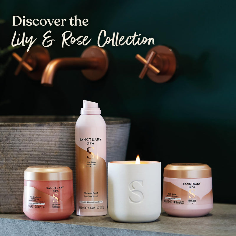 Sanctuary Spa Lily and Rose Salt Body Scrub, Exfoliating Pink Himalayan Salt with Vitamin E and Almond Oil, Vegan and Cruelty Free, 300g - BeesActive Australia