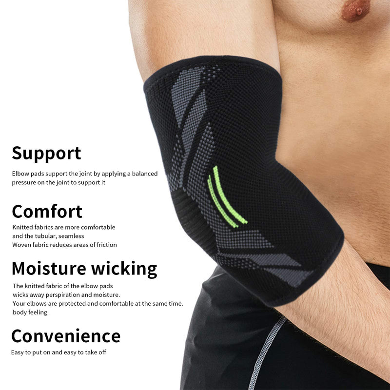 Amtrak Elbow Support Brace 2Pcs for Men and Women, Anti-slip Compression Elbow Sleeves for Tennis Elbow, Golfers Elbow, Arthritis, Weightlifting, Tendonitis, Joint Pain Relief,Moisture Wicking(M) M Black - BeesActive Australia