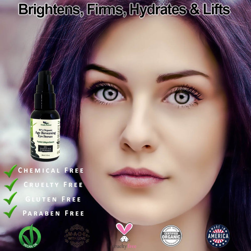 Glimmer Goddess Organic Eye Serum for Wrinkles and Fine Lines, 1 oz Age Reversing - BeesActive Australia