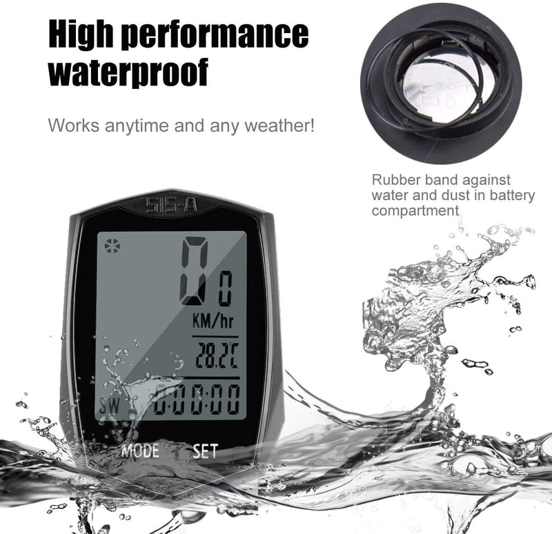 SEISSO Bike Computer Speedometer Wireless Waterproof Cycling Odometer, Smart Sensor, Auto Wake-up, Multi-Function Bicycle Speed Tracker with LCD Backlight Display - BeesActive Australia