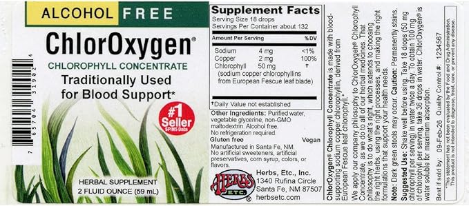 Herbs Etc. Alcohol Free ChlorOxygen - 2 oz by Herbs Etc. - BeesActive Australia