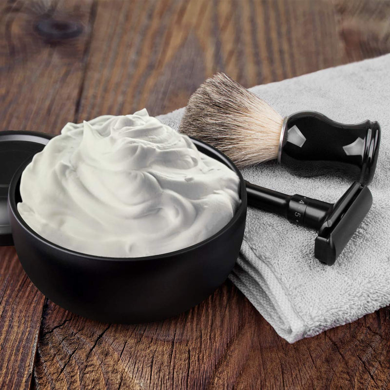 QSHAVE Stainless Steel Shaving Bowl with Lid 4 Inch Diameter Large Deep Size Matte Black Chrome Coating - BeesActive Australia
