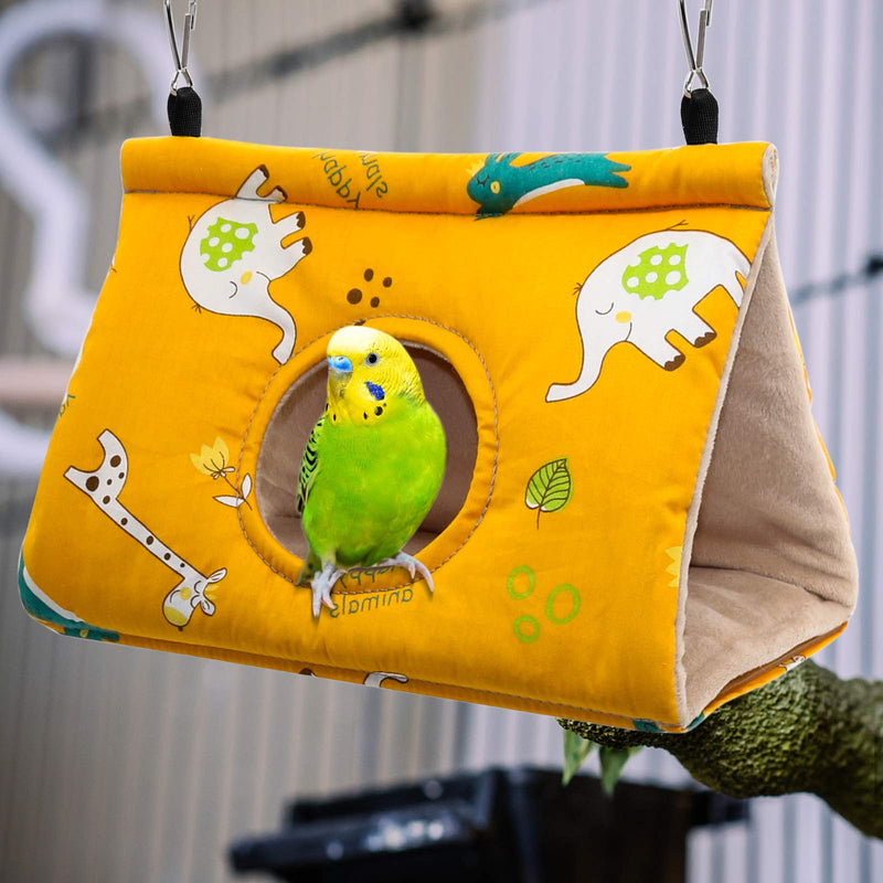 Rypet Winter Warm Bird Nest House - Hanging Hammock Velvet Shed Hut Cage Plush Fluffy Birds Hideaway Sleeping Bed Fuzzy for Parrot Parakeet Cockatiels Budgies Lovebird African Grey Medium (Pack of 1) Yellow - BeesActive Australia
