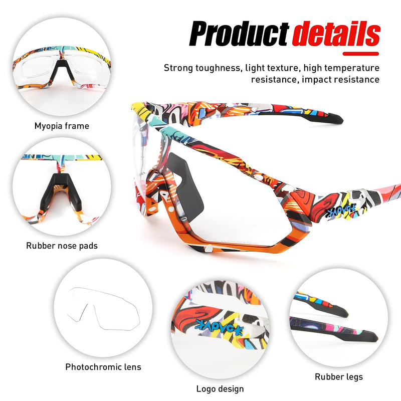KAPVOE Cycling Glasses Men Photochromic Sunglasses Women MTB Mountain Bike Bicycle A01 - BeesActive Australia