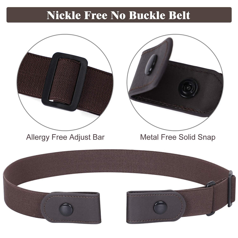 WERFORU No Buckle Belt for Women and Men Buckle Free Belt Plus Size for Jeans Pants 2 Pack/3 Pack/4 Pack 08-black+coffee(no Nickle/Metal) Pants Size 34"-48" - BeesActive Australia