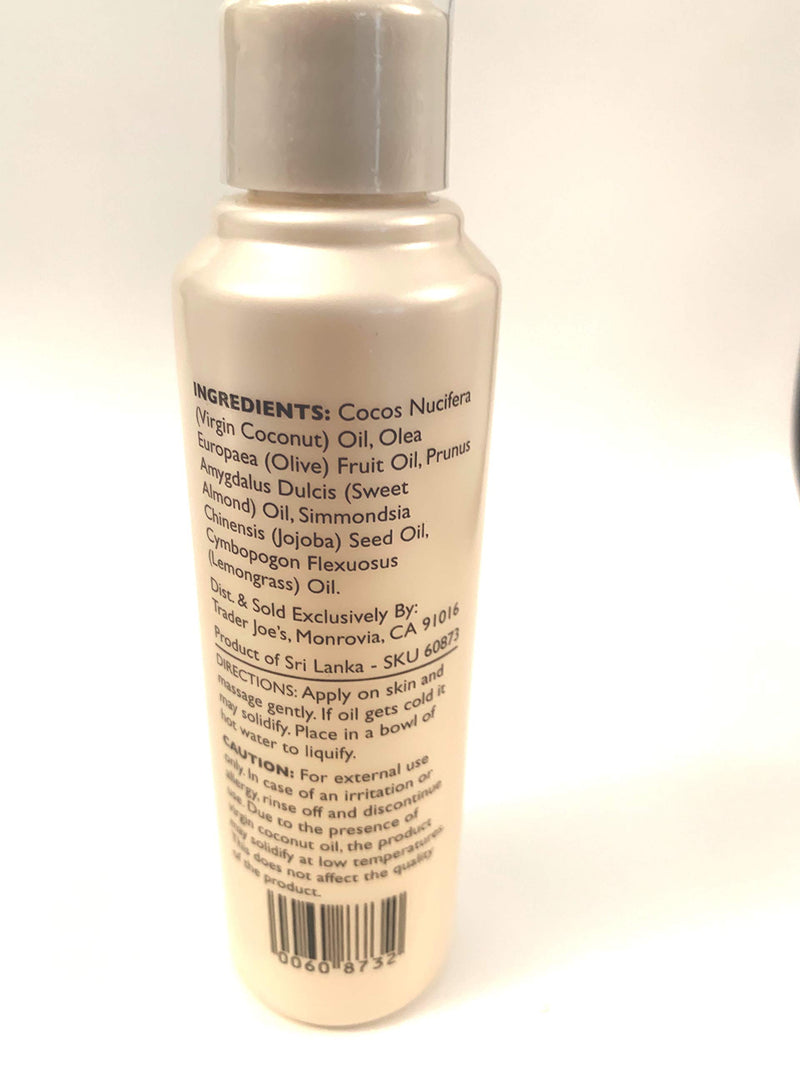 Trader Joes lemongrass coconut body oil with almond and jojoba oils - BeesActive Australia