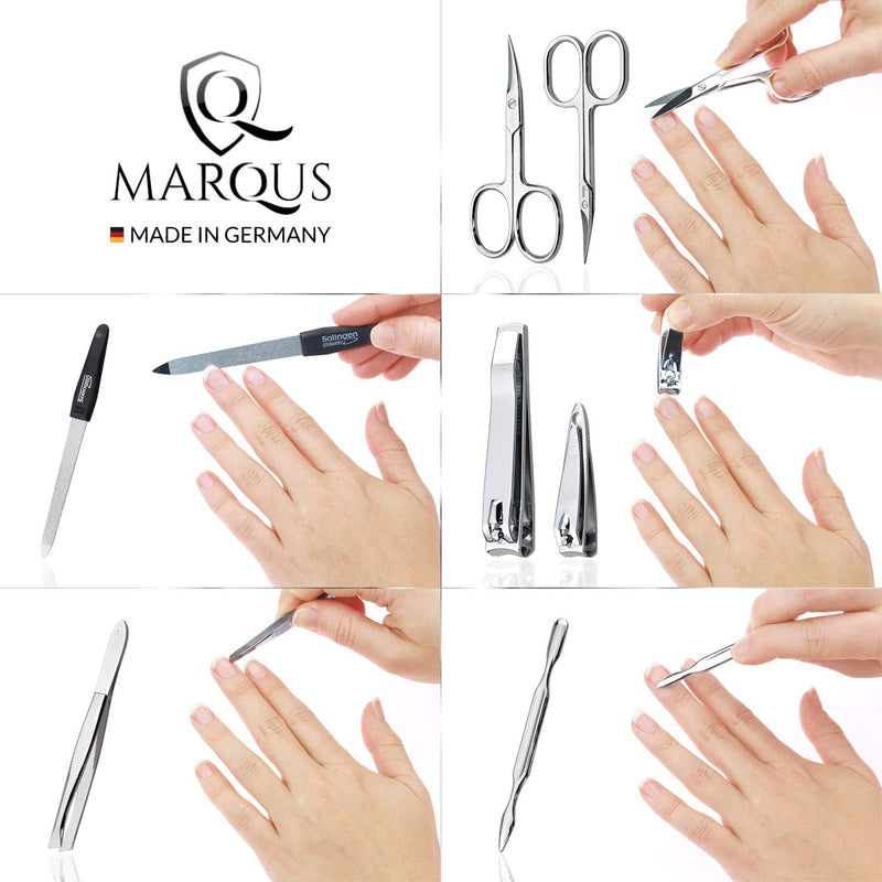 MarQus Manicure Set Men and Women - Nail Care Kit for Men and Women - Solingen Manicure Set made in Germany (except for Czech Glass Nail File and Clippers) - Manicure Kit Solingen 7 7pcs Black - glass - BeesActive Australia