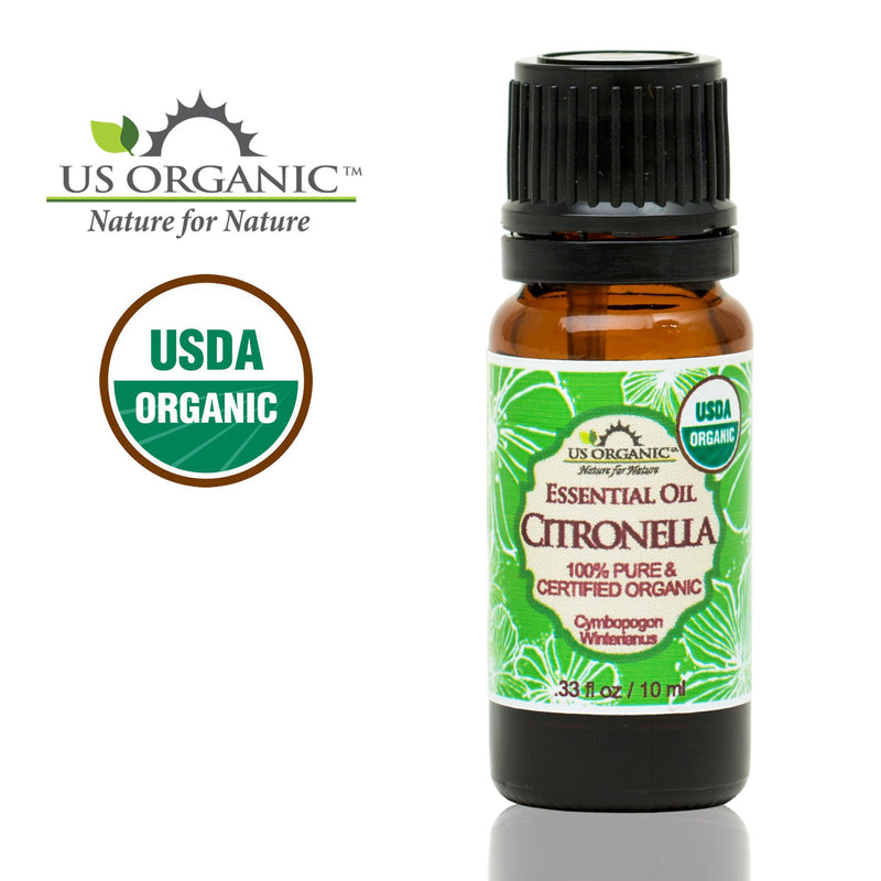 US Organic Citronella Essential Oil, Certified Organic, Pure & Natural, Improved caps and droppers. Used for Skin Care, DIY Projects Like Candle Making and Much More (10 ml, .33 fl oz) 0.33 Fl Oz (Pack of 1) - BeesActive Australia
