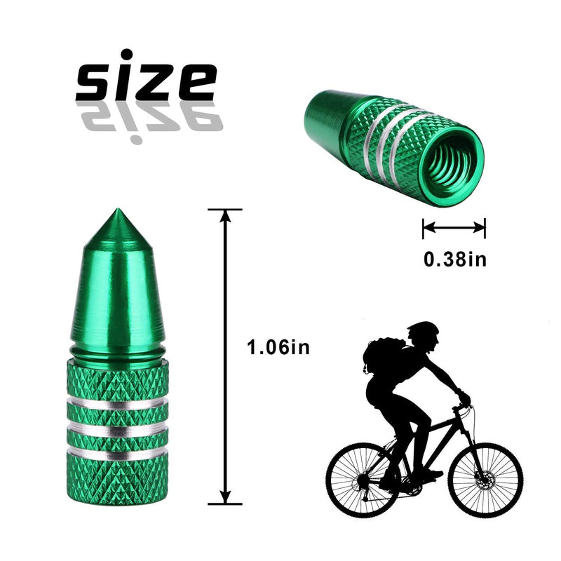 Presta Valve Caps Aluminum Anodized Colorful Air Dust Valve Stem Covers Fit Presta/French MTB Mountain/Road Bike Rocket Design, Heavy-Duty, Screw-On (5 Pack) Green - BeesActive Australia