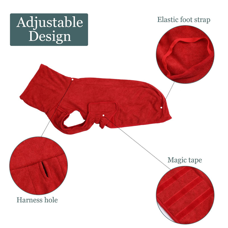 Geyecete Dog Bathrobe Towel Dog Drying Coat Robe Towel-Dry Fast Dog Bag-Microfiber Fabric Fast Drying Super Absorbent Pet Dog Cat Bath Robe Towel Large Red - BeesActive Australia