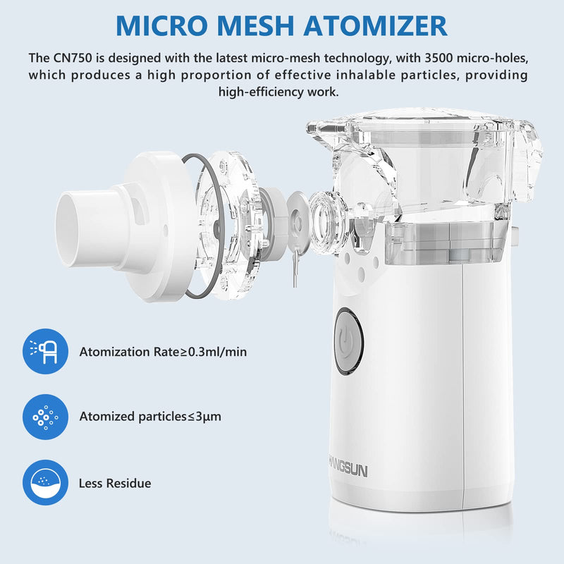 Hangsun Portable Mesh Mist Machine Silent Inhaler CN750 for Kids and Adult, with Storage Bag for Travel and Home Use - BeesActive Australia