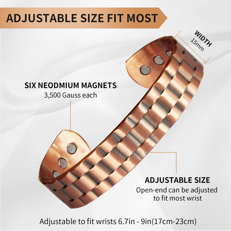 MagEnergy Mens Copper Bracelet 99.9% Pure Copper Magnetic Bracelet with 6 Powerful Magnets with Jewelry Gift Box - BeesActive Australia