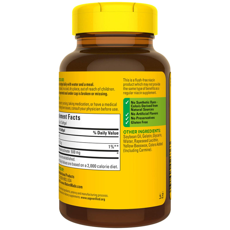 Nature Made Niacin 500mg Flush-Free, 60 Softgels, Helps Support Nervous System Function - BeesActive Australia