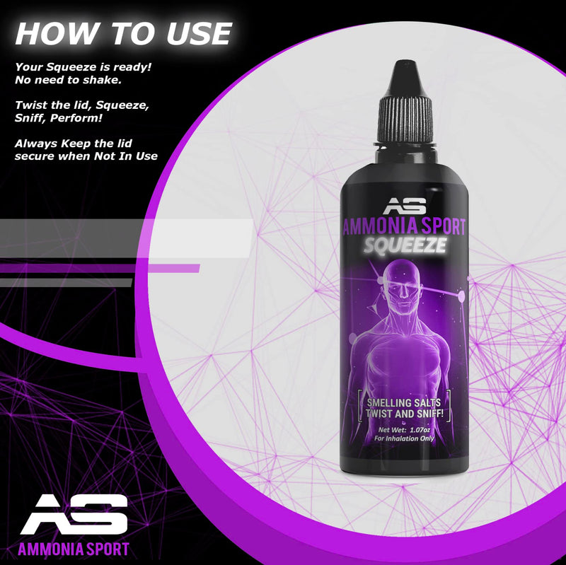 Smelling Salts for Athletes - Squeeze & Sniff! Pre-Activated Salt with Hundreds of Uses Per Bottle - Powerlifting Ammonia Inhalant - Rush, Alert Supplement - Inhalants for Fainting - by AmmoniaSport - BeesActive Australia