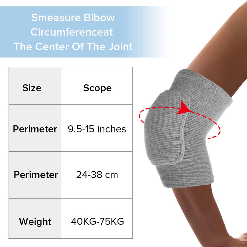 Sibba Compression Elbow Pads Arm Brace Support Fitness Arm Knee Protector Volleyball Basketball Breathable Elbow Wraps for Kids, Men and Women Grey - BeesActive Australia
