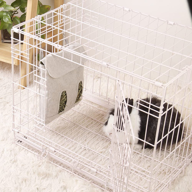 ABLAZEZAI Rabbit Hay Feeder Bag, Guinea Pig Hay Feeder Storage,Sack Hay Bag Feeding Bag Hay Feeder Storage for Chinchilla Hamsters Rabbit Guinea Pig Small Animals L Grey - BeesActive Australia
