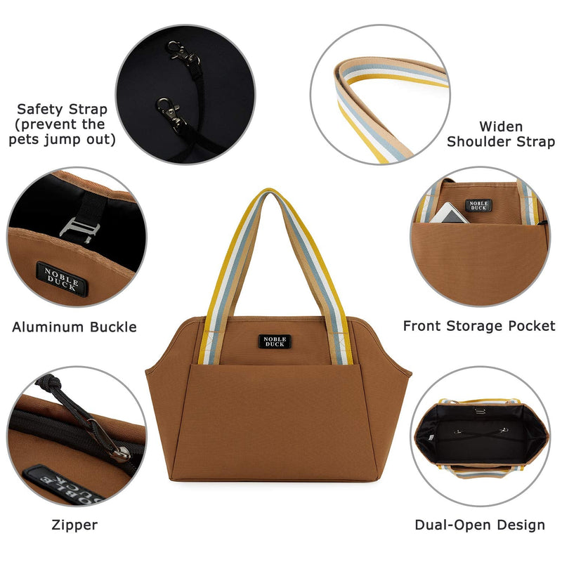 NOBLE DUCK Small Dog Carrier Purse with Pockets, Portable Small Dog/Cat Soft-Sided Carrier with Adjustable Safety Tether, Versatile Pet Carrier Tote for Subway/Shopping/Hiking/Traveling Khaki - BeesActive Australia