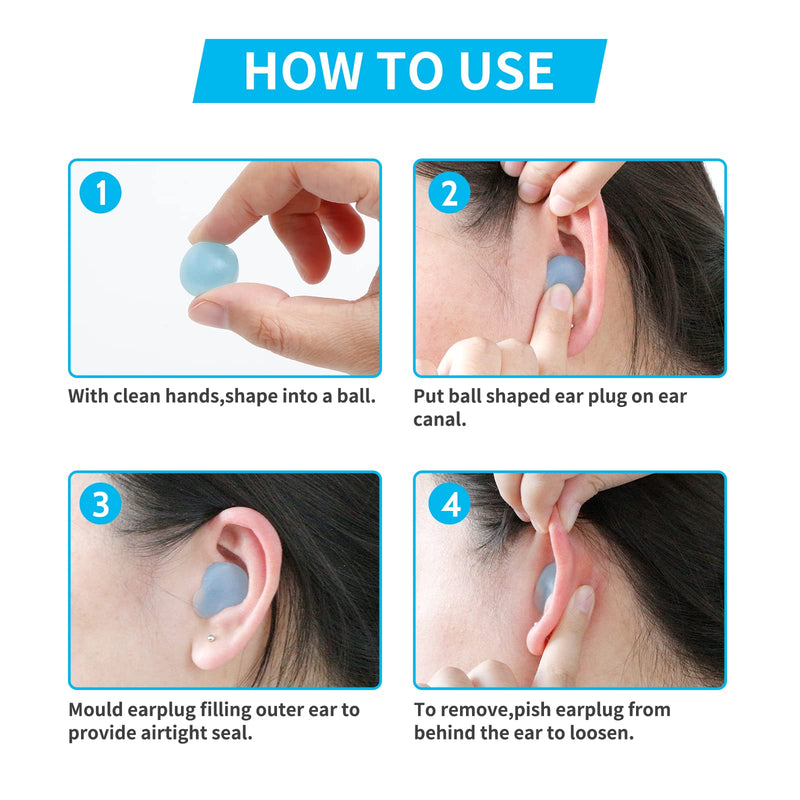 Soft Moldable Silicone Earplugs, 5 Pairs, 27dB SNR Noise Reduction Ear Plugs for Swimming, Travel, Snoring by Lysian (Blue) Blue - BeesActive Australia
