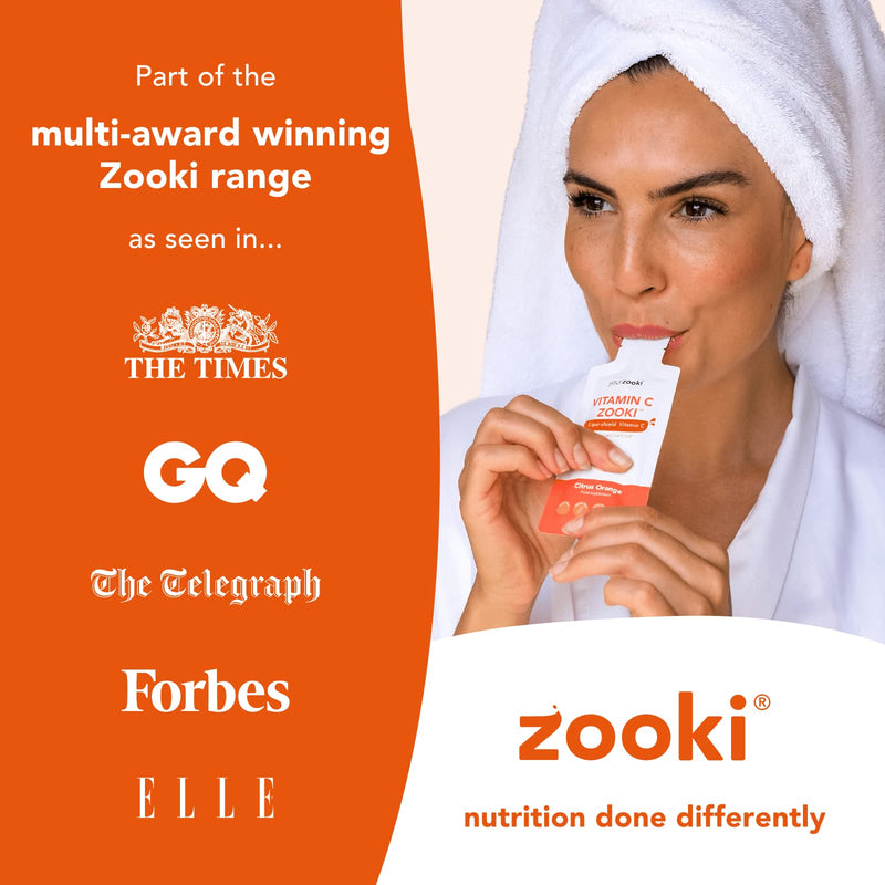 YourZooki - Vitamin C Zooki - Vitamin C 1000mg Liquid Sachets - Alchohol Free, Vegan, Soy Free, Natural Ingredients - Immune System, Skin & Energy Support (Citrus Orange, 30 Count (Pack of 1)) Citrus Orange 30 Servings (Pack of 1) - BeesActive Australia