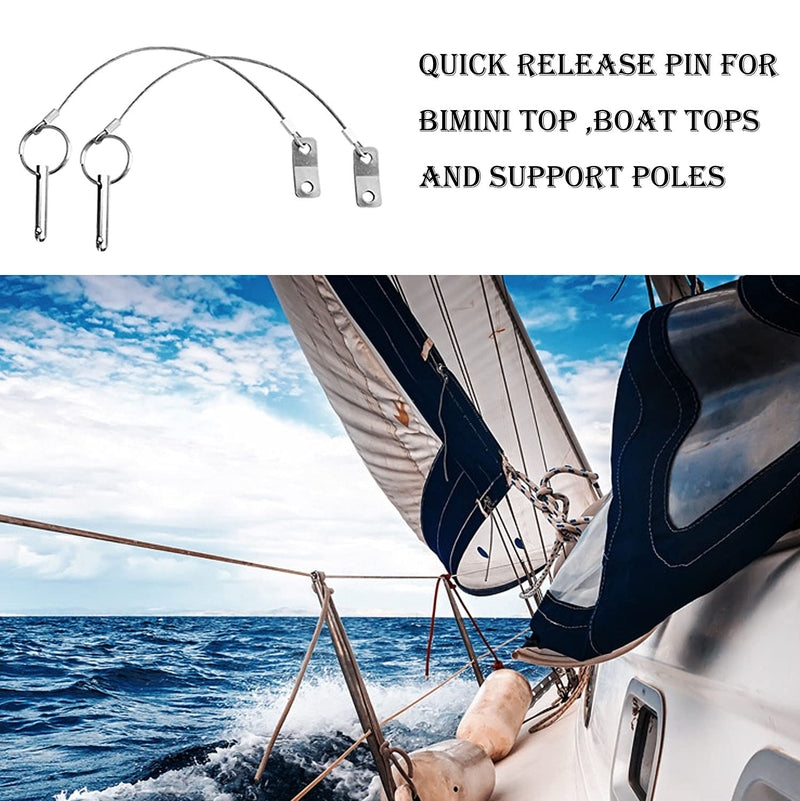 Boat Bimini Pin 4PCS Quick Release Pin 1/4" Diameter w/Lanyard Prevents Loss, Full 316 Stainless Steel, Boat Tops and Support Poles Sailboat Accessories, Bimini Top Pin - BeesActive Australia