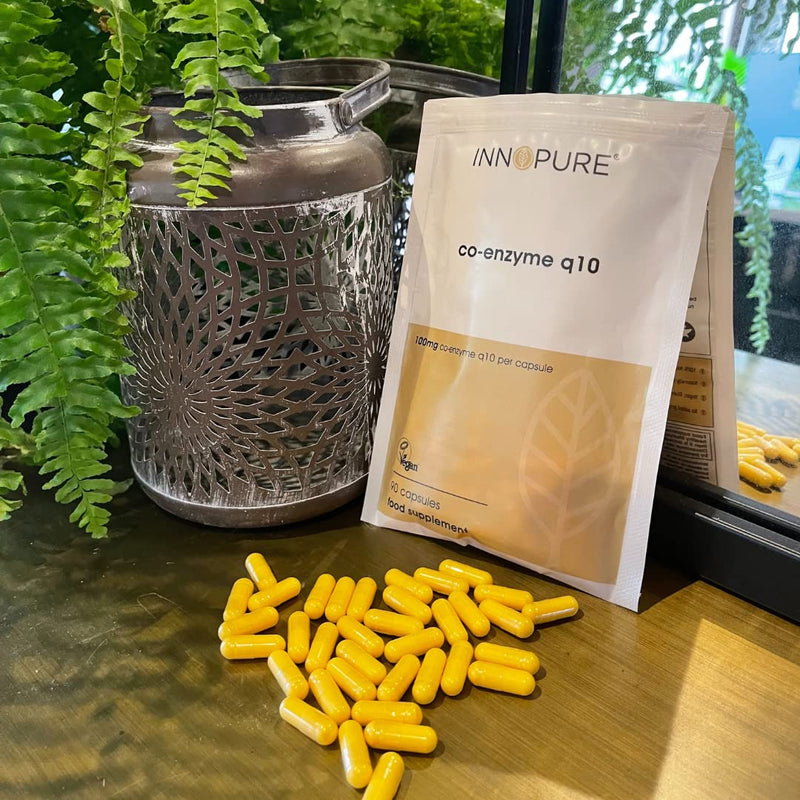INNOPURE CoQ10 Pure Coenzyme Q10 100mg, Naturally Fermented Supplement, Vegan Society Approved, 90 Capsules, Made in The UK - BeesActive Australia