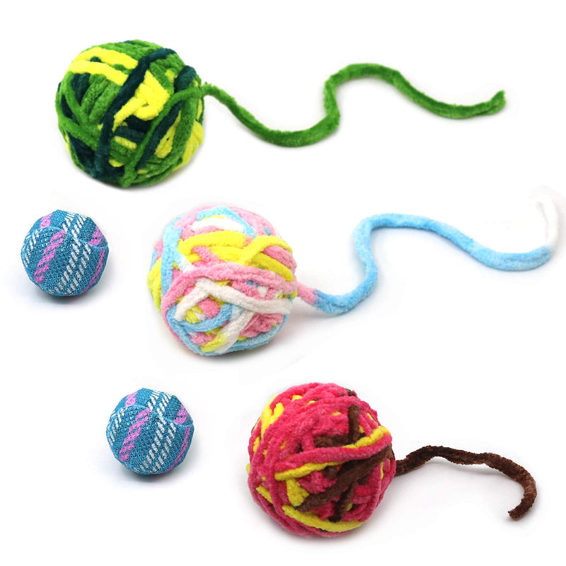 Cat Toys Balls Colorful Yarn with Bell Cat Chase Balls, Rainbow Woolen Yarn Balls, Furry Rattle Ball for Kitty and Kittens—Pack of 5 - BeesActive Australia
