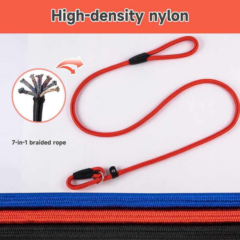 FOVRLZSE 3pcs Slip Lead Dog Leash,Strong Nylon Rope Leash,Training Leash for Large Medium and Small Dogs - BeesActive Australia