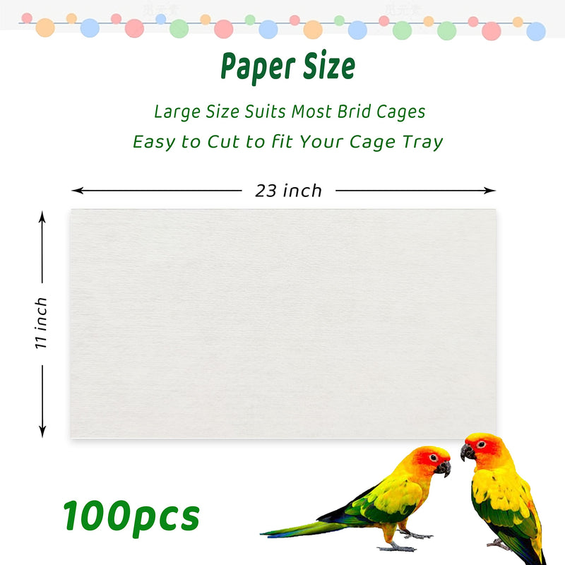 ZIQON 100 Pcs Bird Cage Liner Papers Big Size Cage Paper Liners Disposable Cage Paper Liners Precut Absorbent Cushion Pad Mat Accessories for Pet Bird Parrot - BeesActive Australia