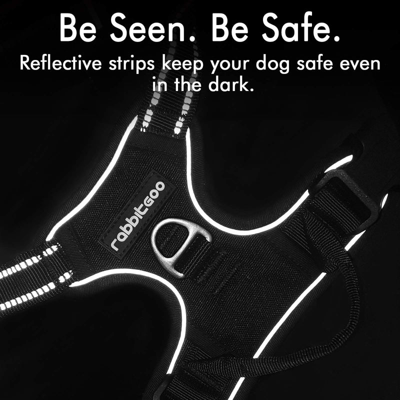 rabbitgoo Dog Harness, No-Pull Pet Harness with 2 Leash Clips, Adjustable Soft Padded Dog Vest, Reflective Outdoor Pet Oxford Vest with Easy Control Handle Large Classic Black - BeesActive Australia