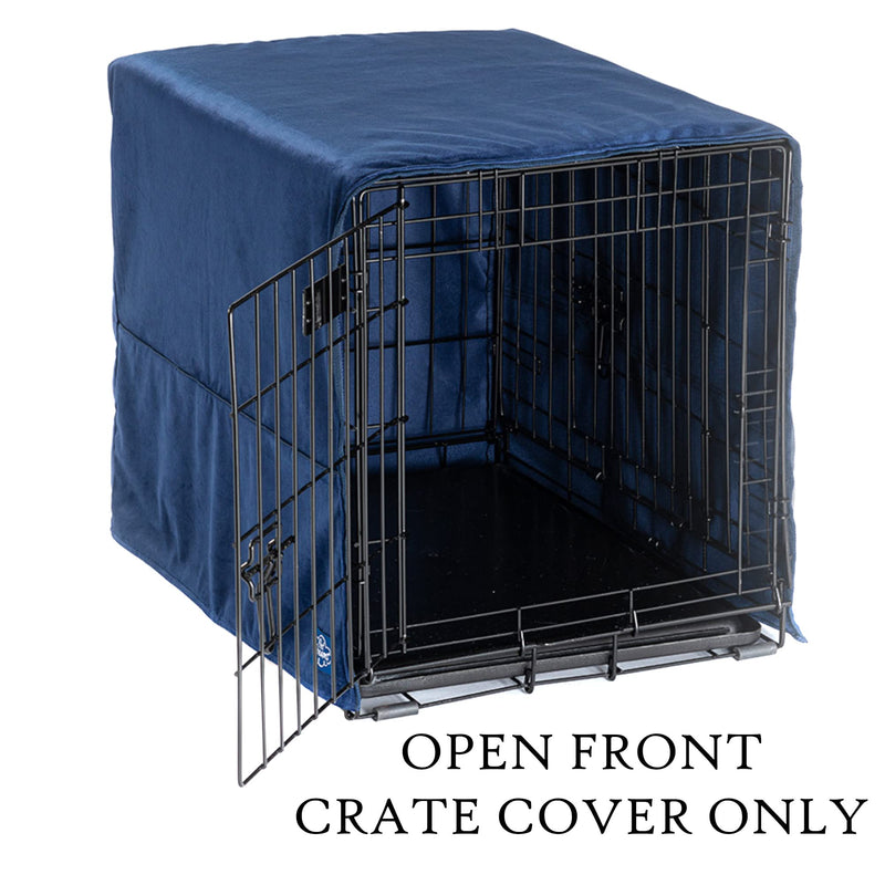 Pet Dreams Luxe Velour Crate Cover, Fits 24,30,36,42,48 inch icrate, Machine Wash & Dry, Decorative Dog Kennel Cover Sapphire Blue Open Front 36" - BeesActive Australia