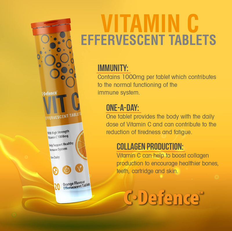 High Strength Drinkable Vitamin C 1000mg - VIT C Supplement - Contributes to The Maintenance of a Normal Immune System - Vitamin C Drink Orange Flavour - 20 Tablet Tube (Pack of 2) 20 Count (Pack of 2) - BeesActive Australia