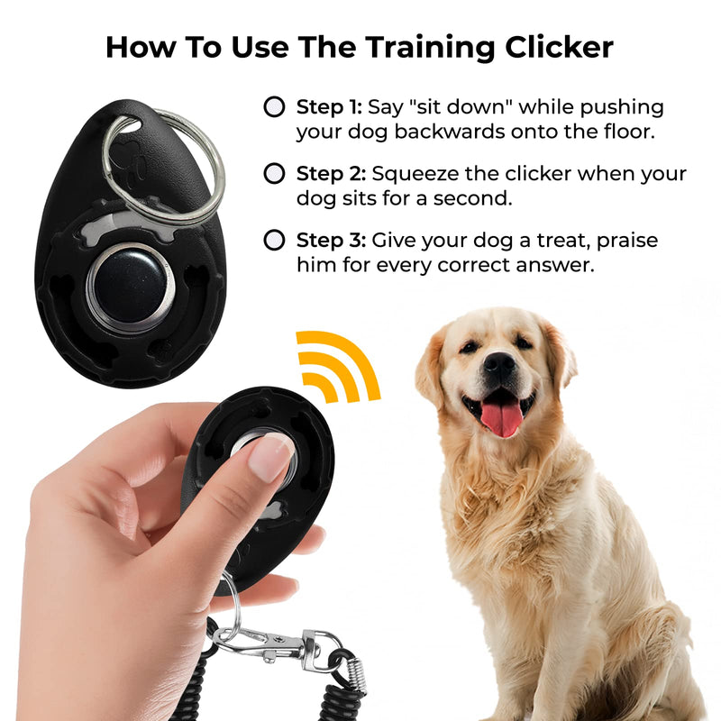 ECOMBOO Dog Whistle and Clicker Set with Straps- ABS Material-Standardized Frequency-Ultrasonic Clicker Training for Dogs and Whistle to Stop Barking. (Standardized Whistle and clicker Set) - BeesActive Australia