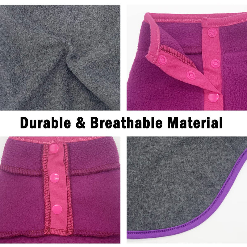 2 Pack Dog Fleece Vest Sweater, Warm Pullover Fleece Puppy Jacket, Autumn Winter Cold Weather Coat Clothes, Pet Stretch Fleece Apparel with Buttons Costumes for Small Medium Dogs Cats Fuchsia+Gray - BeesActive Australia