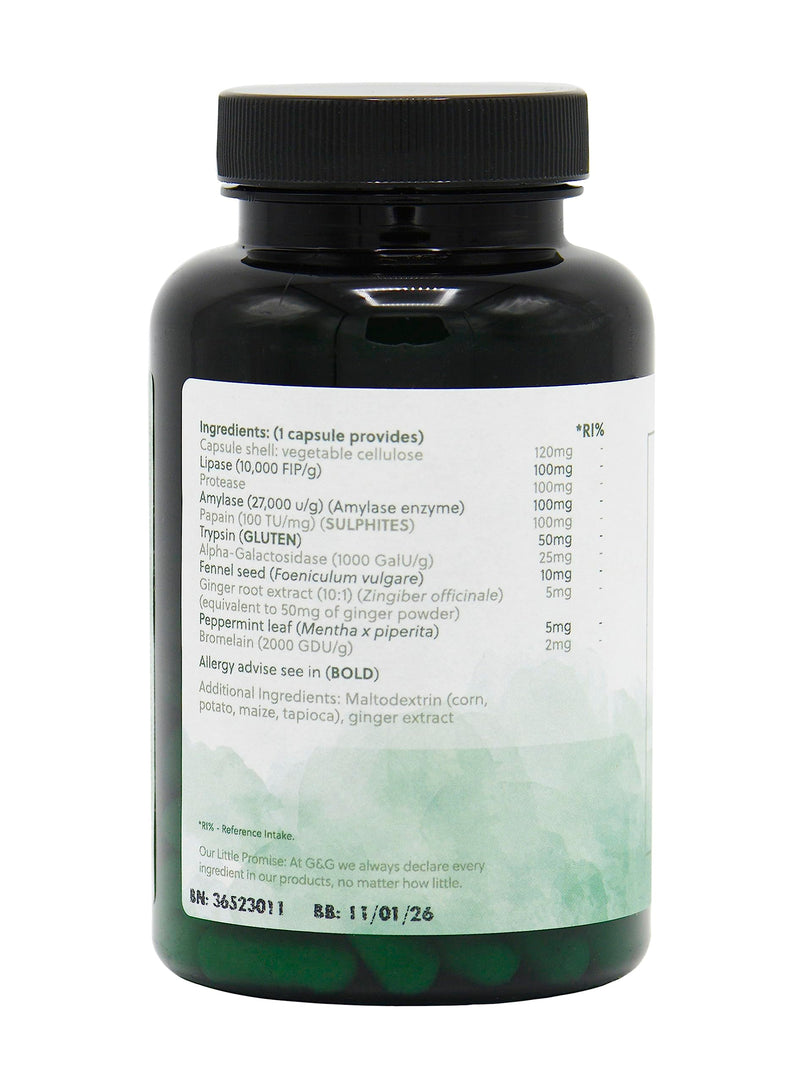 Digesta Zymes | Digestive Enzyme Supplement | Lipase, Protease, Trypsin, Ginger Root, Bromelain | 120 Vegan Capsules | G&G Vitamins - BeesActive Australia