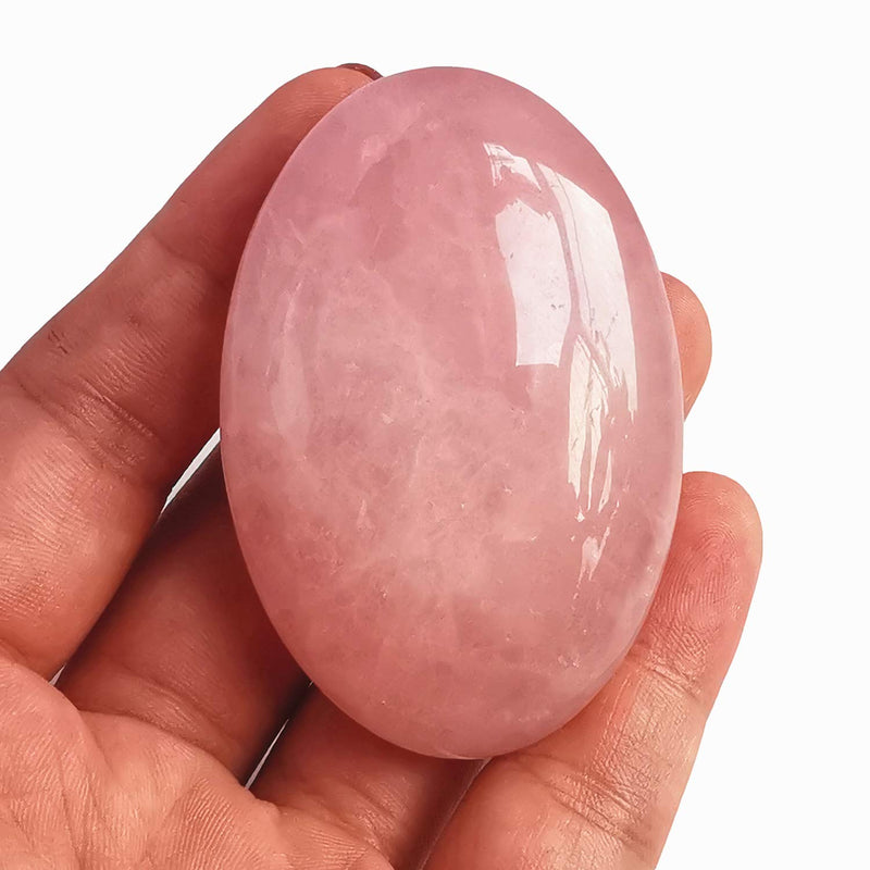 Manekieko Natural Rose Quartz Oval Palm Pocket Healing Crystal Massage Spa Energy Stone,Healing Crystal for Therapy Geometry Chakra Balancing - BeesActive Australia