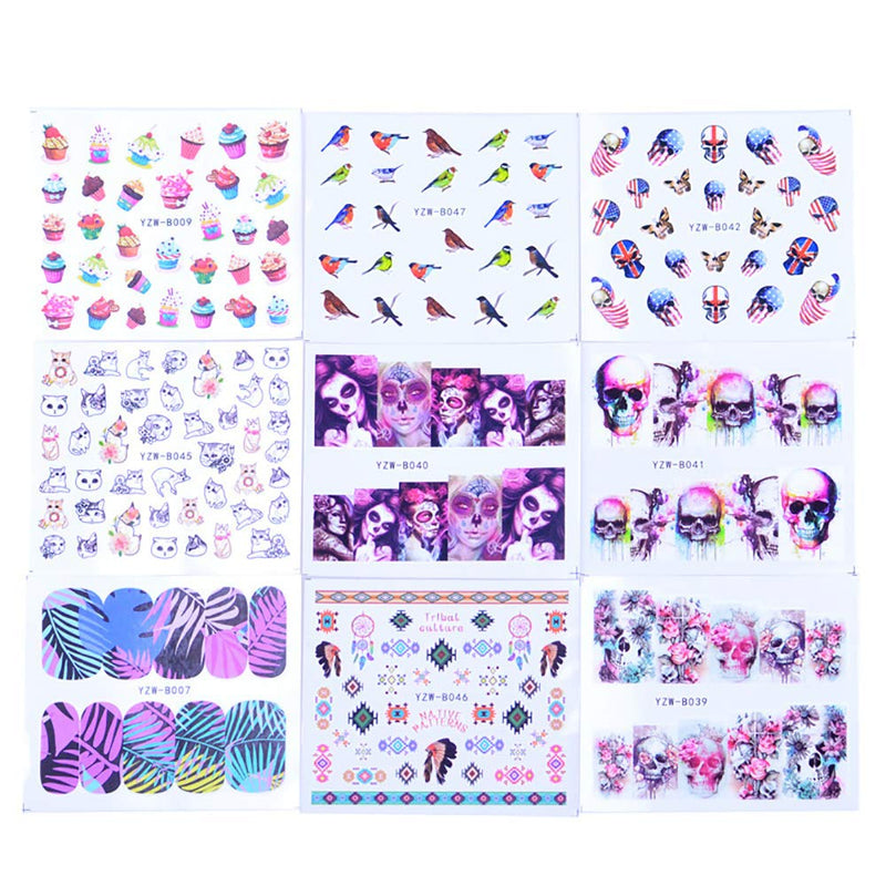 SILPECWEE 48 Sheets Summer Nail Water Transfer Stickers Tips Water Slide Nail Art Decals Flower Manicure Accessories and 1Pc Anti-Static Tweezers NO2 - BeesActive Australia