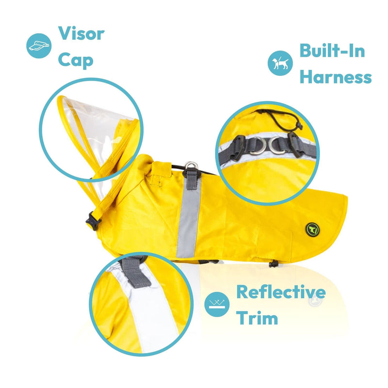 Gooby Dog Raincoat V2 - Waterproof Rain Poncho with Dual D-Rings - Step-in Rain Jacket for Small and Medium Dogs Large Blue Camo - BeesActive Australia