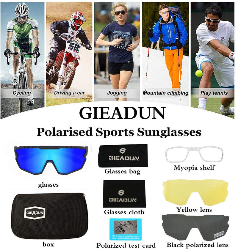 Sports Sunglasses Cycling Glasses Polarized Cycling, Baseball,Fishing, Ski Running,Golf Black Blue - BeesActive Australia