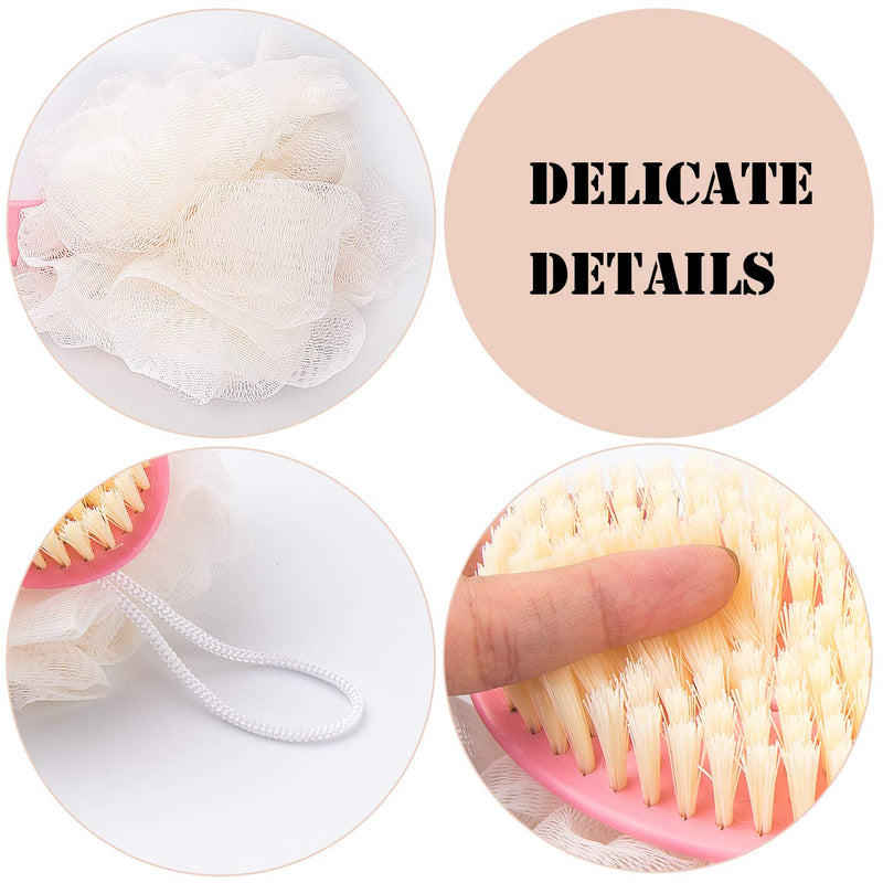 WXJ13 2 Pack Shower Body Brushes Back Scrubbers Bath Dry Brush Mesh Sponge with Curved Long Handle Exfoliating Skin for Men and Women (Green & Pink) - BeesActive Australia
