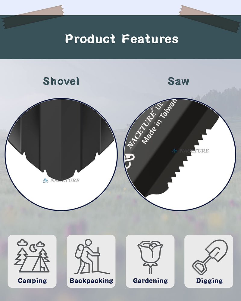 Ultralight Backpacking Trowel Aluminum Shovel Deuce Small Potty Multitool with Longer Handle Design Essential for Hiking, Camping and Survival Bags (Black 1 Pack) (Black 1 Pack) - BeesActive Australia