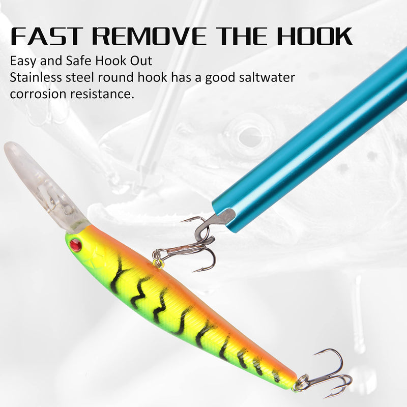 OROOTL Fish Hook Remover Tool Extractor, Portable Easy Squeeze Out Fishing Hook Separator Aluminum Fish Dehooker Removal Puller for Saltwater Freshwater Fishing Blue - BeesActive Australia