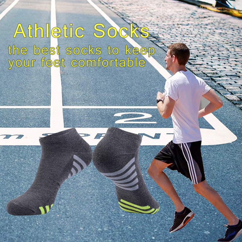 [AUSTRALIA] - Mens Athletic Low Cut Ankle Socks Cushioned Running Sports Sock for Men 6 Pack Grey（6 Pairs） 