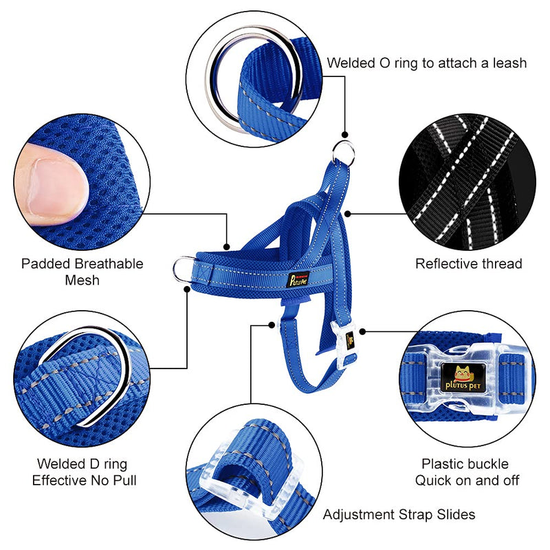 Plutus Pet No Pull Dog Harness with Breathable Mesh Padded, Adjustable Reflective Escape Proof Dog Harness, Quick Fit Dog Vest Harness for Small Medium Large Dogs M: chest 20.5"-26.4" Navy Blue - BeesActive Australia