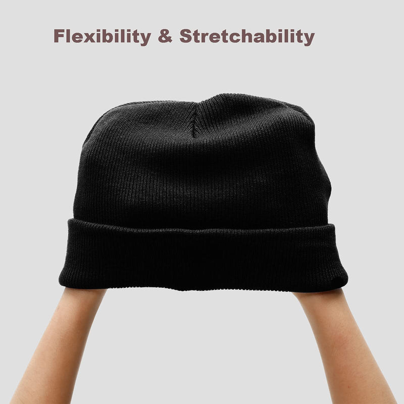 AJG Black Beanie Hats for Men,Smile Face Embroidered Acrylic Soft Winter Hats for Women 7-7 1/2 1-yellow - BeesActive Australia