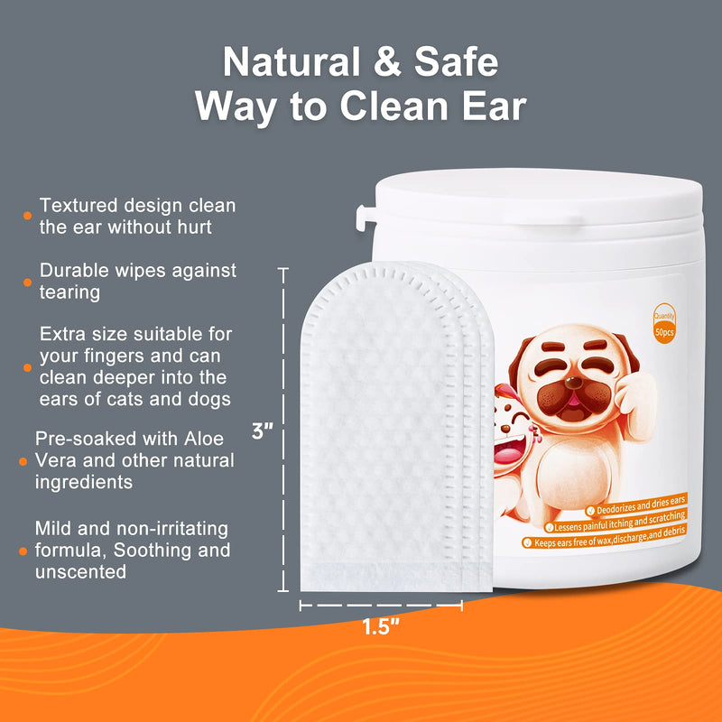 Dog Ear Wipes, Dog Ear Cleaner Finger Wipes for Dogs and Cats, 100 Counts Pet Ear Wipes, Soft & Easy Otic Cleaning Pads, Remove Wax, Dirt & Stop Smelly, Itchy, Non-Irritating - BeesActive Australia