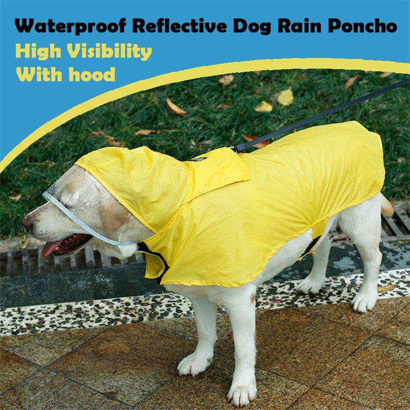 Pet Raincoat Packable Hooded Dog Rain Jacket Reflective Strips Lightweight Adjustable Poncho for Small Medium Large Dogs XXL (Back:24 Inches) Yellow - BeesActive Australia