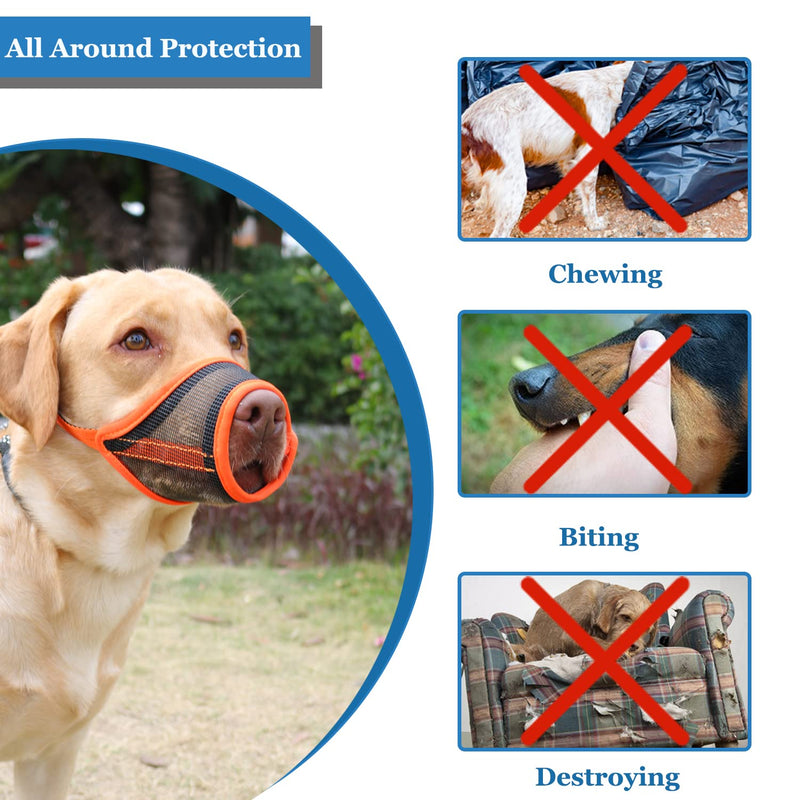 Dog Muzzle, Mesh Muzzle for Small Medium Large Dogs, Soft Dog Muzzle to Prevent Biting Chewing, Drinkable Breathable Adjustable Puppy Muzzle S(Snout: 4¾"-6") Black - BeesActive Australia