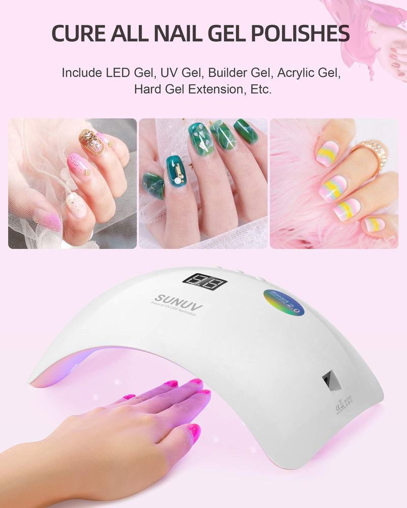 Gel UV LED Nail Lamp,SUNUV Nail Dryer 36W Gel Curing Light for Nail Polish with Aotu Sensor 3 Timers SUN8 Pink - BeesActive Australia